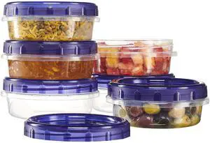 6 Pack Twist Cap Food Storage Containers with Blue Screw on Lid- 8 oz Reusable Meal Prep Containers - Freezer and Microwave Safe Blue Plastic Food Storage 6 Pack Twist Cap Food Storage Containers with Blue Screw on Lid- 8 oz Reusable Meal Prep Containers - Freezer and Microwave Safe Blue Plastic Food Storage