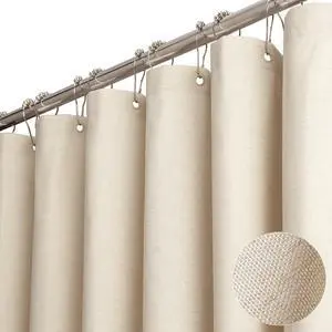 Fabric Shower Curtain, Linen Textured Heavy Duty Polyester Cloth Shower Curtain Set with 12 Plastic Hooks, Hotel Luxury Waterproof Decorative Shower Curtains for Bathroom - 72"x72" - Beige/Cream Fabric Shower Curtain, Linen Textured Heavy Duty Polyester Cloth Shower Curtain Set with 12 Plastic Hooks, Hotel Luxury Waterproof Decorative Shower Curtains for Bathroom - 72"x72" - Beige/Cream