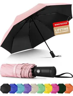 Windproof Travel Umbrella, Automatic Umbrellas for Rain, Portable & Compact Umbrellas for Backpack, Strong UV for Protection, Folding Small Sun Umbrella for Car, Walking, Coral Pink Windproof Travel Umbrella, Automatic Umbrellas for Rain, Portable & Compact Umbrellas for Backpack, Strong UV for Protection, Folding Small Sun Umbrella for Car, Walking, Coral Pink