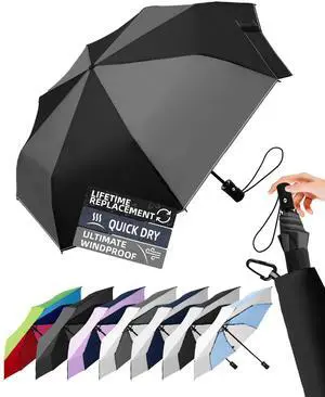 Windproof Travel Umbrella for Rain - 43" Auto Open Close 8-Rib Compact, Stylish Two-Tone Color Block Design, Easy-Close Folding Portable Parasol for Men & Women Windproof Travel Umbrella for Rain - 43" Auto Open Close 8-Rib Compact, Stylish Two-Tone Color Block Design, Easy-Close Folding Portable Parasol for Men & Women
