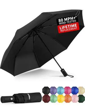 Windproof Travel Umbrella - Automatic Umbrellas for Rain, Compact Folding Umbrella with UV Protection, Lightweight Portable Design for Backpack/Walking/Car, Sun & Storm Ready Windproof Travel Umbrella - Automatic Umbrellas for Rain, Compact Folding Umbrella with UV Protection, Lightweight Portable Design for Backpack/Walking/Car, Sun & Storm Ready