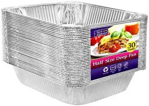 Aluminum Pans Half Size, 9X13, Extra Heavy Duty Disposable Foil Pans For Baking (30 Pack) Roasting & Chafing, Deep Tin Foil Bakeware, Steam Table Tray, Cookware, Food Prepping, Cake & Oven Pan Aluminum Pans Half Size, 9X13, Extra Heavy Duty Disposable Foil Pans For Baking (30 Pack) Roasting & Chafing, Deep Tin Foil Bakeware, Steam Table Tray, Cookware, Food Prepping, Cake & Oven Pan