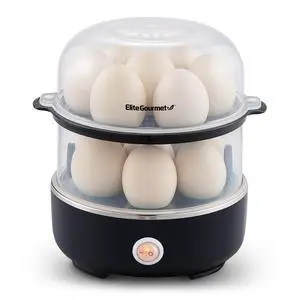 EGC1215B Easy Egg Cooker, Stainless-steel Heating Plate, Two-Tiered, 14-Egg Capacity, Soft, Medium, Hard-Boiled, Auto Shut-Off, Omelets, Poached Eggs, Measuring Cup, Piercing Pin, Black EGC1215B Easy Egg Cooker, Stainless-steel Heating Plate, Two-Tiered, 14-Egg Capacity, Soft, Medium, Hard-Boiled, Auto Shut-Off, Omelets, Poached Eggs, Measuring Cup, Piercing Pin, Black
