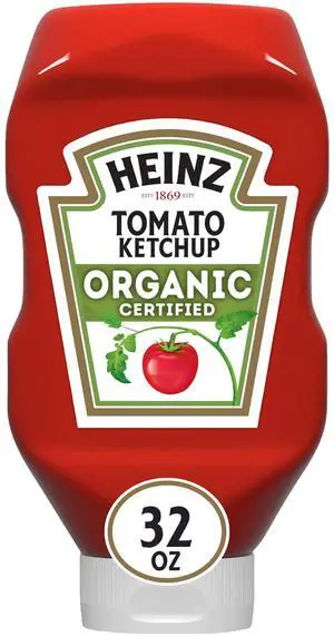 Organic Tomato Ketchup Inverted Squeeze Bottle, 1 Bottle, for Easy Sharing and Easy Serving, Classic Style, No High-Fructose Corn Syrup, 32 oz Organic Tomato Ketchup Inverted Squeeze Bottle, 1 Bottle, for Easy Sharing and Easy Serving, Classic Style, No High-Fructose Corn Syrup, 32 oz