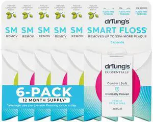DrTung's Smart Floss - Natural Dental Floss, Cardamom Flavor - Pack of 6 DrTung's Smart Floss - Natural Dental Floss, Cardamom Flavor - Pack of 6