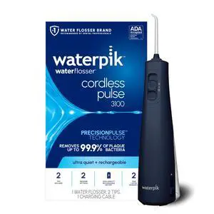 Waterpik Cordless Pulse 3100 Rechargeable Portable Water Flosser for Teeth, Gums, Braces Care and Travel with 2 Flossing Tips, Waterproof for Shower Use, ADA Accepted, WF-20 Blue, Amazon Exclusive Waterpik Cordless Pulse 3100 Rechargeable Portable Water Flosser for Teeth, Gums, Braces Care and Travel with 2 Flossing Tips, Waterproof for Shower Use, ADA Accepted, WF-20 Blue, Amazon Exclusive