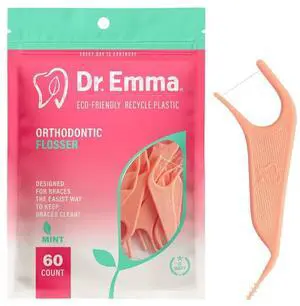 Dr. Emma Orthodontic Flossers for Braces, Ortho Dental Floss Picks, Mint Flavor 60 Count/Bag, Pink, 1 Pack Dr. Emma Orthodontic Flossers for Braces, Ortho Dental Floss Picks, Mint Flavor 60 Count/Bag, Pink, 1 Pack