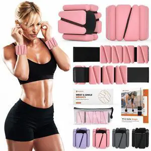 Wrist Weights, Ankle Weights for Women Men, Adjustable Wrist Weighted Bracelet for Home Gym Workout, Running, Yoga, Exercise, Strength Training, Set of 2 (1LB Each)-Pink Wrist Weights, Ankle Weights for Women Men, Adjustable Wrist Weighted Bracelet for Home Gym Workout, Running, Yoga, Exercise, Strength Training, Set of 2 (1LB Each)-Pink