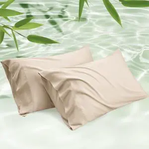 Bedsure Pillow Cases Queen, Cooling Pillow Cases, Rayon Derived from Bamboo Beige Pillowcases Queen Size Set of 2, PureWoven Silky Soft Bedding Pillow Covers with Envelope Closure, 20x30 Inches Bedsure Pillow Cases Queen, Cooling Pillow Cases, Rayon Derived from Bamboo Beige Pillowcases Queen Size Set of 2, PureWoven Silky Soft Bedding Pillow Covers with Envelope Closure, 20x30 Inches