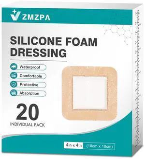 20Pcs Silicone Foam Dressing 4x4 Gentle Border, Waterproof Silicone Bandages for Wounds Care, Bed Sore Patches, Super Absorbent Wound Dressing, Self Adhesive Pressure Sore Pads 20Pcs Silicone Foam Dressing 4x4 Gentle Border, Waterproof Silicone Bandages for Wounds Care, Bed Sore Patches, Super Absorbent Wound Dressing, Self Adhesive Pressure Sore Pads