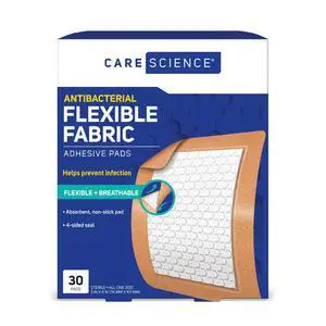 Care Science Fabric Adhesive Pad Bandages, 3x4 inches Extra Large Flexible Non-Stick Strip, Helps Prevent Infection, Breathable Protection, for First Aid & Wound Care, 30 Count Care Science Fabric Adhesive Pad Bandages, 3x4 inches Extra Large Flexible Non-Stick Strip, Helps Prevent Infection, Breathable Protection, for First Aid & Wound Care, 30 Count