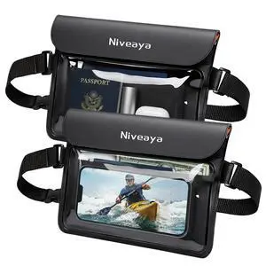 Niveaya IPX8 Waterproof Fanny Pack, Waterproof Pouch Dry Bag for Beach, Kayaking, Swimming, Boat Travel Cruise Essentials, Waterproof Phone Bag Passport Holder for Women Men(2 Pack) Niveaya IPX8 Waterproof Fanny Pack, Waterproof Pouch Dry Bag for Beach, Kayaking, Swimming, Boat Travel Cruise Essentials, Waterproof Phone Bag Passport Holder for Women Men(2 Pack)
