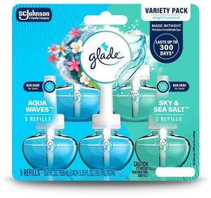 Glade PlugIns Refills Air Freshener, Aqua Waves and Sky & Sea Salt, Scented and Essential Oils for Home and Bathroom, 0.67 Fl Oz, 5 Count Glade PlugIns Refills Air Freshener, Aqua Waves and Sky & Sea Salt, Scented and Essential Oils for Home and Bathroom, 0.67 Fl Oz, 5 Count