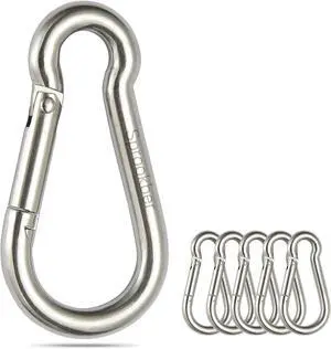 sprookber Stainless Steel Spring Snap Hook Carabiner - 304 Stainless Steel Caribeener Clips, Set of 6 sprookber Stainless Steel Spring Snap Hook Carabiner - 304 Stainless Steel Caribeener Clips, Set of 6