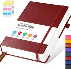 Lined Thick Journal Notebook for Writing Women Men, 320 Pages, Medium 5.7 inches x 8.4 inches, Hardcover Leather Notebook with 100 gsm Thick Paper, Burgundy Lined Thick Journal Notebook for Writing Women Men, 320 Pages, Medium 5.7 inches x 8.4 inches, Hardcover Leather Notebook with 100 gsm Thick Paper, Burgundy