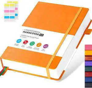 Hardcover Leather Notebooks College Ruled, 320 Pages Notebook Journals for Writing Note Taking Women & Men, A5 (5.7'' X 8.4'') Daily Notebook Journal, Orange Hardcover Leather Notebooks College Ruled, 320 Pages Notebook Journals for Writing Note Taking Women & Men, A5 (5.7'' X 8.4'') Daily Notebook Journal, Orange