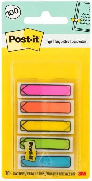 Post-it Arrow Flags, 0.47 x 1.7 in, Bright Colors, 1 Dispenser, 100 Flags Post-it Arrow Flags, 0.47 x 1.7 in, Bright Colors, 1 Dispenser, 100 Flags