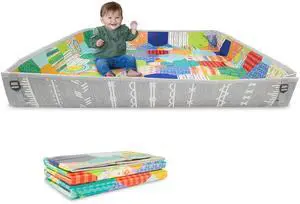 Infantino Foldable Foam Play Mat Reversible 57x57 in, Multicolor Infantino Foldable Foam Play Mat Reversible 57x57 in, Multicolor
