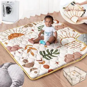 Beavtaens Baby Play Mat, 50x50 Playpen Mat with Super Soft Touch, Activity Mat with Upgraded Anti-Slip Bottom, Machine Washable Crawling Mat for Floor & Picnic(Boho Nature) Beavtaens Baby Play Mat, 50x50 Playpen Mat with Super Soft Touch, Activity Mat with Upgraded Anti-Slip Bottom, Machine Washable Crawling Mat for Floor & Picnic(Boho Nature)