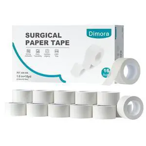 Dimora Paper Medical Tape 16 Rolls- Hypoallergenic White Surgical Tape for Sensitive SkinBreathable First Aid Wound Tape with Pain-Free RemovalSecures Dressing and Medical Devices -1" x 10 Yards Dimora Paper Medical Tape 16 Rolls- Hypoallergenic White Surgical Tape for Sensitive SkinBreathable First Aid Wound Tape with Pain-Free RemovalSecures Dressing and Medical Devices -1" x 10 Yards