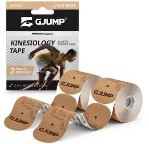 GJUMP Kinesiology Tape, 40 Count Precut Strips 2 Rolls Original Cotton Tape GJUMP Kinesiology Tape, 40 Count Precut Strips 2 Rolls Original Cotton Tape