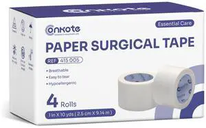 Conkote Paper Surgical Tape 4 Rolls, 1" x 10 Yards Latex-Free & Hypoallergenic Conkote Paper Surgical Tape 4 Rolls, 1" x 10 Yards Latex-Free & Hypoallergenic