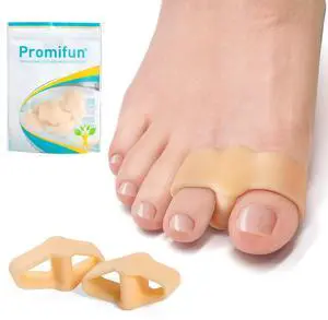 Promifun Gel Toe Corrector, 10 Pack of Toe Separators with 2 Loops, Big Toes Spacer for Bunion Pain and Overlapping Toe - Beige Promifun Gel Toe Corrector, 10 Pack of Toe Separators with 2 Loops, Big Toes Spacer for Bunion Pain and Overlapping Toe - Beige