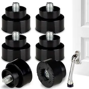 6 Pcs Door Stopper Rubber Tip Replacement - Heavy Duty Kickdown Door Stop Repair Set for Drop Down Door, Black 6 Pcs Door Stopper Rubber Tip Replacement - Heavy Duty Kickdown Door Stop Repair Set for Drop Down Door, Black