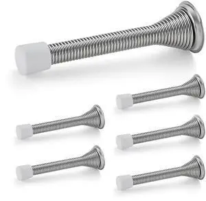 Ravinte Door Stoppers, 6 Pack Spring Door Stops with Rubber Bumper, Satin Nickel Door Stoppers for Bottom of Door Ravinte Door Stoppers, 6 Pack Spring Door Stops with Rubber Bumper, Satin Nickel Door Stoppers for Bottom of Door