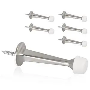 KOVOSCH 6 Pack Solid Rigid Door Stops - Heavy Duty Door Stoppers Wall Protector with Soft Rubber Tips, Satin Nickel KOVOSCH 6 Pack Solid Rigid Door Stops - Heavy Duty Door Stoppers Wall Protector with Soft Rubber Tips, Satin Nickel