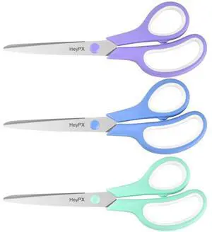 HeyPX 3-Pack 8.5" Ultra Sharp Stainless Steel Scissors - Premium All Purpose for Office, Crafts, Sewing, Home & School | Comfort-Grip Ambidextrous (Left & Right Handed) HeyPX 3-Pack 8.5" Ultra Sharp Stainless Steel Scissors - Premium All Purpose for Office, Crafts, Sewing, Home & School | Comfort-Grip Ambidextrous (Left & Right Handed)