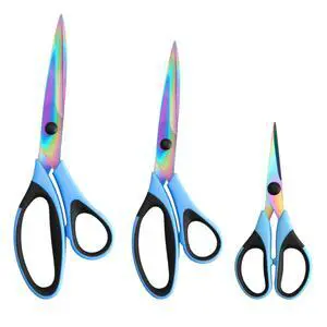 Craft Scissors Set of 3 Pack, All Purpose Sharp Titanium Blades Shears, Rubber Comfort Grip Handle, Multipurpose Fabric Scissors Tool Set Great for Office, Sewing, Arts, School and Home Supplies, Blue Craft Scissors Set of 3 Pack, All Purpose Sharp Titanium Blades Shears, Rubber Comfort Grip Handle, Multipurpose Fabric Scissors Tool Set Great for Office, Sewing, Arts, School and Home Supplies, Blue
