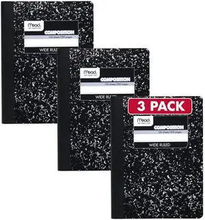 Composition Notebook, Wide Ruled Paper, 7.5" x 9.75", 100 Sheets, Black Marble, 3 Pack (38301) Composition Notebook, Wide Ruled Paper, 7.5" x 9.75", 100 Sheets, Black Marble, 3 Pack (38301)