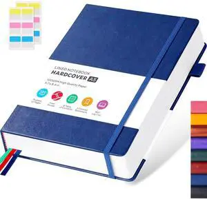 FOCUS DAY Thick Notebook Journal, Leather A5 Notebooks College Ruled 320 Pages Lined Paper Notebooks, Hardcover Journal Notebook for Writing Women and Men, 5.7'' X 8.4'', Dark Blue FOCUS DAY Thick Notebook Journal, Leather A5 Notebooks College Ruled 320 Pages Lined Paper Notebooks, Hardcover Journal Notebook for Writing Women and Men, 5.7'' X 8.4'', Dark Blue