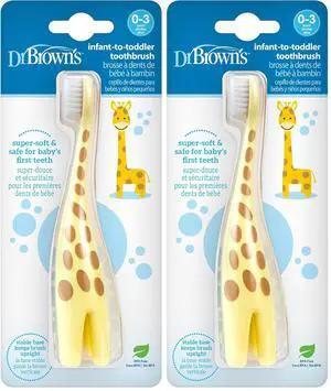 Dr. Brown's Infant-to-Toddler Training Toothbrush, Soft for Baby's First Teeth, Giraffe, 0-3 Years (Pack of 2) Dr. Brown's Infant-to-Toddler Training Toothbrush, Soft for Baby's First Teeth, Giraffe, 0-3 Years (Pack of 2)