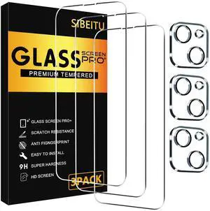 SIBEITU 3 Pack Screen Protector for iPhone 14 with 3 Pack Camera Lens Tempered Glass Protector, 6.1 Inch HD Clear Tempered Glass Film 9H Hardness Full Coverage, Scratch Resistent, No Air Bubbles SIBEITU 3 Pack Screen Protector for iPhone 14 with 3 Pack Camera Lens Tempered Glass Protector, 6.1 Inch HD Clear Tempered Glass Film 9H Hardness Full Coverage, Scratch Resistent, No Air Bubbles