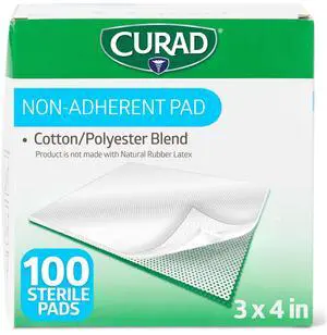 CURAD Sterile Non-Adherent Dressing Pads, 3" x 4", 100 Count CURAD Sterile Non-Adherent Dressing Pads, 3" x 4", 100 Count