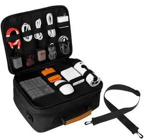 Extra Large Electronics Organizer Travel Case, Cable Organizer Bag with Shoulder Strap, Electronics Accessories Storage Double Layer Bags for Cord, Tablet, Headphone, Charger, Tools, DJ Gifts-Black Extra Large Electronics Organizer Travel Case, Cable Organizer Bag with Shoulder Strap, Electronics Accessories Storage Double Layer Bags for Cord, Tablet, Headphone, Charger, Tools, DJ Gifts-Black