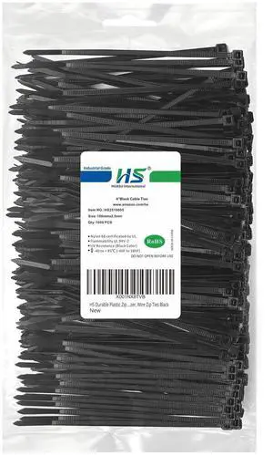 HS Durable Plastic Zip Ties 4 Inch (Bulk-1000 Pack) Small Tie Wraps Thin 18 Lbs Self-Locking Nylon Cable Ties for Electronics Organizer, Wire Zip Ties UV Rated Black HS Durable Plastic Zip Ties 4 Inch (Bulk-1000 Pack) Small Tie Wraps Thin 18 Lbs Self-Locking Nylon Cable Ties for Electronics Organizer, Wire Zip Ties UV Rated Black