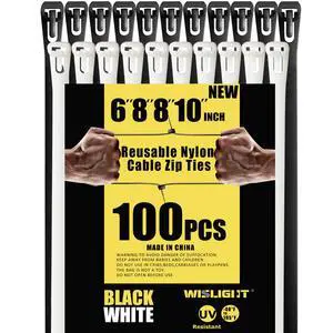 WISLIGHT Reusable Zip Ties Self-Locking Plastic Wire Ties Electrical Cable Ties 120 Lbs Tensile Strength Releasable Adjustable Nylon Cable Zip Ties 100 PCS 6+8(Small)+8+10 Inch x0.3inch WISLIGHT Reusable Zip Ties Self-Locking Plastic Wire Ties Electrical Cable Ties 120 Lbs Tensile Strength Releasable Adjustable Nylon Cable Zip Ties 100 PCS 6+8(Small)+8+10 Inch x0.3inch