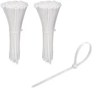 KOOWIN Small 4 inch White Nylon Plastic Cable Zip Ties Wire Wraps, 200 Pack KOOWIN Small 4 inch White Nylon Plastic Cable Zip Ties Wire Wraps, 200 Pack