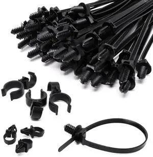 S SYDIEN Push Mount Zip Ties 50Pcs, Heavy Duty Black Wire Zips Tie Mounts, 2 in 1 Nylon Self Locking Push Mount Cable Zip Tie for Engine Bay Wire Harness, Indoor Wires Tying (8.3"x0.2") S SYDIEN Push Mount Zip Ties 50Pcs, Heavy Duty Black Wire Zips Tie Mounts, 2 in 1 Nylon Self Locking Push Mount Cable Zip Tie for Engine Bay Wire Harness, Indoor Wires Tying (8.3"x0.2")