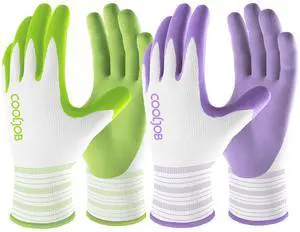 COOLJOB 2 Pairs Gardening Gloves for Women Ladies, Breathable Rubber Coated for Yard Garden, Outdoor Indoor Protective Work, Medium Size, Lavender Purple & Apple Green COOLJOB 2 Pairs Gardening Gloves for Women Ladies, Breathable Rubber Coated for Yard Garden, Outdoor Indoor Protective Work, Medium Size, Lavender Purple & Apple Green