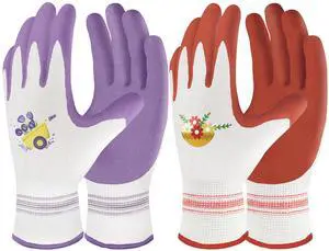 Velway 2 Pairs Gardening Gloves for Women - Breathable Rubber Coated Garden Work Gloves - Outdoor Protective Yard Gloves with Grip Gardening Gifts - Red & Purple Medium Velway 2 Pairs Gardening Gloves for Women - Breathable Rubber Coated Garden Work Gloves - Outdoor Protective Yard Gloves with Grip Gardening Gifts - Red & Purple Medium