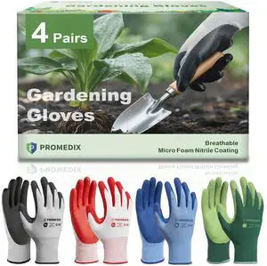 PROMEDIX P 4 Pairs Gardening Gloves for Women & Men, Breathable Nitrile Coated for Yard Working, Garden Gloves Easy to Clean Washable with Non-Slip Grip multi,M PROMEDIX P 4 Pairs Gardening Gloves for Women & Men, Breathable Nitrile Coated for Yard Working, Garden Gloves Easy to Clean Washable with Non-Slip Grip multi,M