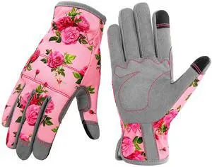 YRTSH Leather Gardening Gloves for Women, Flexible Breathable Garden Gloves YRTSH Leather Gardening Gloves for Women, Flexible Breathable Garden Gloves