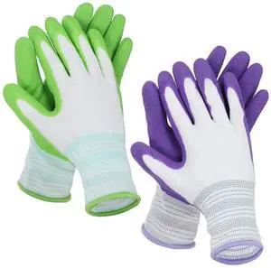 Aysatogc 2 Pairs Gardening Gloves, Outdoor Work Garden Gloves Breathable Rubber Coated Outdoor Protective Yard Glove with Grip for Women Men Garden Essentials (Green & Purple) Aysatogc 2 Pairs Gardening Gloves, Outdoor Work Garden Gloves Breathable Rubber Coated Outdoor Protective Yard Glove with Grip for Women Men Garden Essentials (Green & Purple)