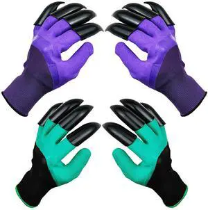 DCCPAA Garden Gloves with Claws 2 PairsTwo Hands with Claws for Digging, Planting, Weeding, Seeding-Waterproof, Best Gardening Gifts for Men and Women-Purple+Green DCCPAA Garden Gloves with Claws 2 PairsTwo Hands with Claws for Digging, Planting, Weeding, Seeding-Waterproof, Best Gardening Gifts for Men and Women-Purple+Green