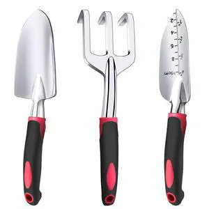 Garden Tool Set, 3 Pieces Aluminum Heavy Gardening Kit Including Hand Shovel, Transplant Shovel and Hand Rake with Soft Rubber Non-Slip Handle, Peoplewholovegardeningenjoy apleasant Experience Garden Tool Set, 3 Pieces Aluminum Heavy Gardening Kit Including Hand Shovel, Transplant Shovel and Hand Rake with Soft Rubber Non-Slip Handle, Peoplewholovegardeningenjoy apleasant Experience