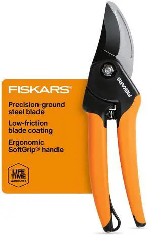 Fiskars SoftGrip Bypass Pruning Shears, 5/8 Cut Capacity Garden Clippers Fiskars SoftGrip Bypass Pruning Shears, 5/8 Cut Capacity Garden Clippers